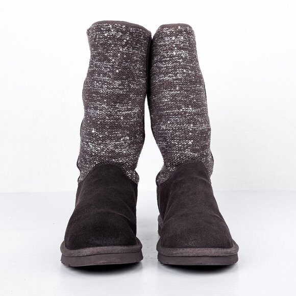 UGG Women Camaya Grey Suede Sequin Knit Slip-on Winter Boots sz 8 - Picture 2 of 9
